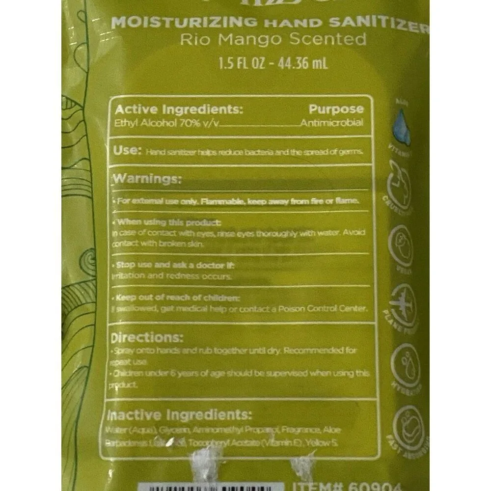 Mizzz’d Scented Hand Sanitizer Spray 1.5 Fl Oz‎ Rio Mango Moisturizing NEW